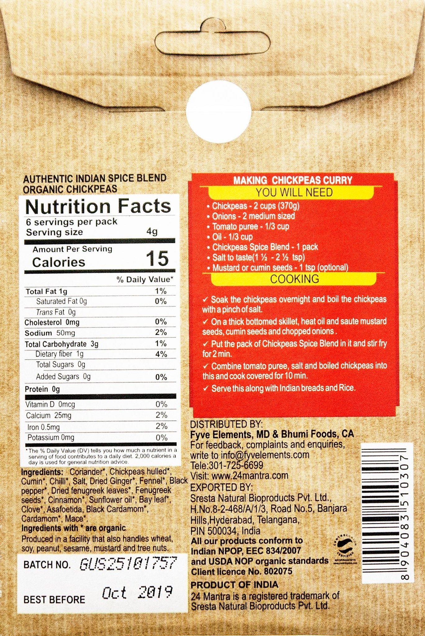 Chickpeas Chole Spices