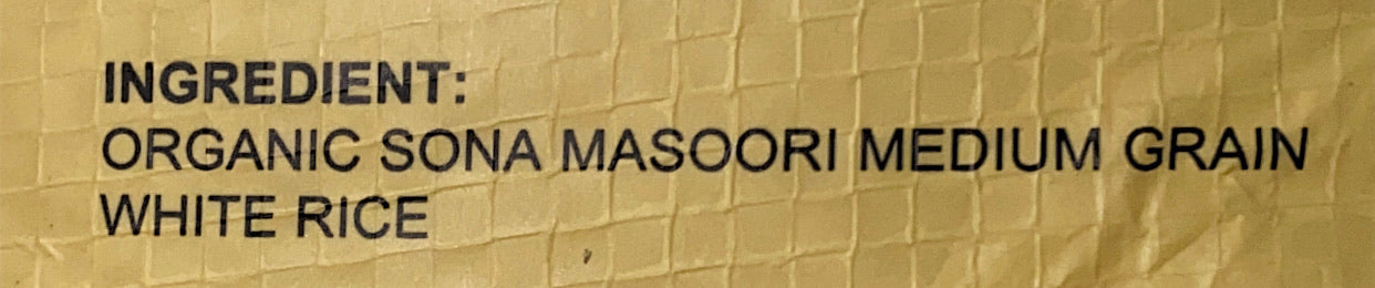 Organic Sona Masoori White Rice