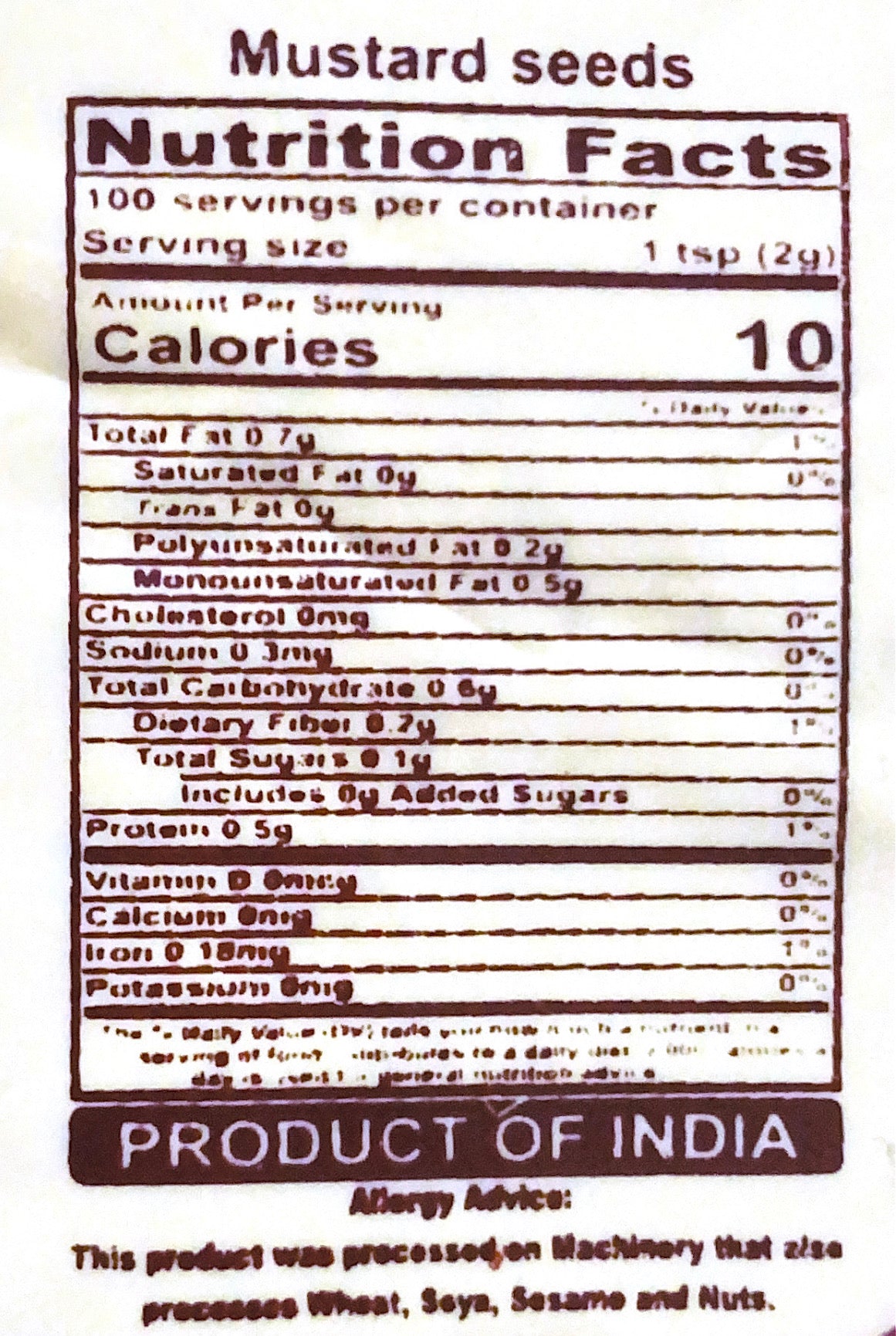 Yellow Mustard Powder