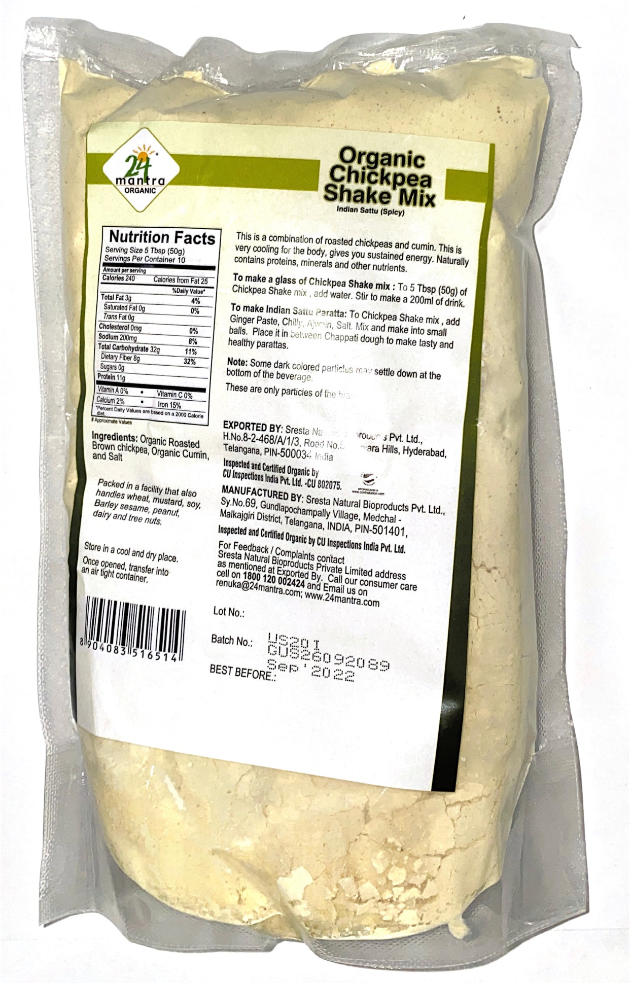 Organic Chickpea Shake Mix