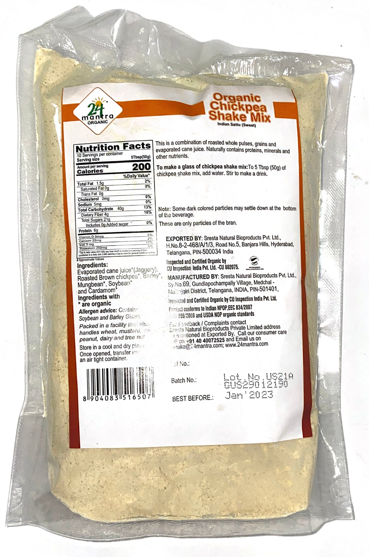 Organic Chickpea Shake Mix