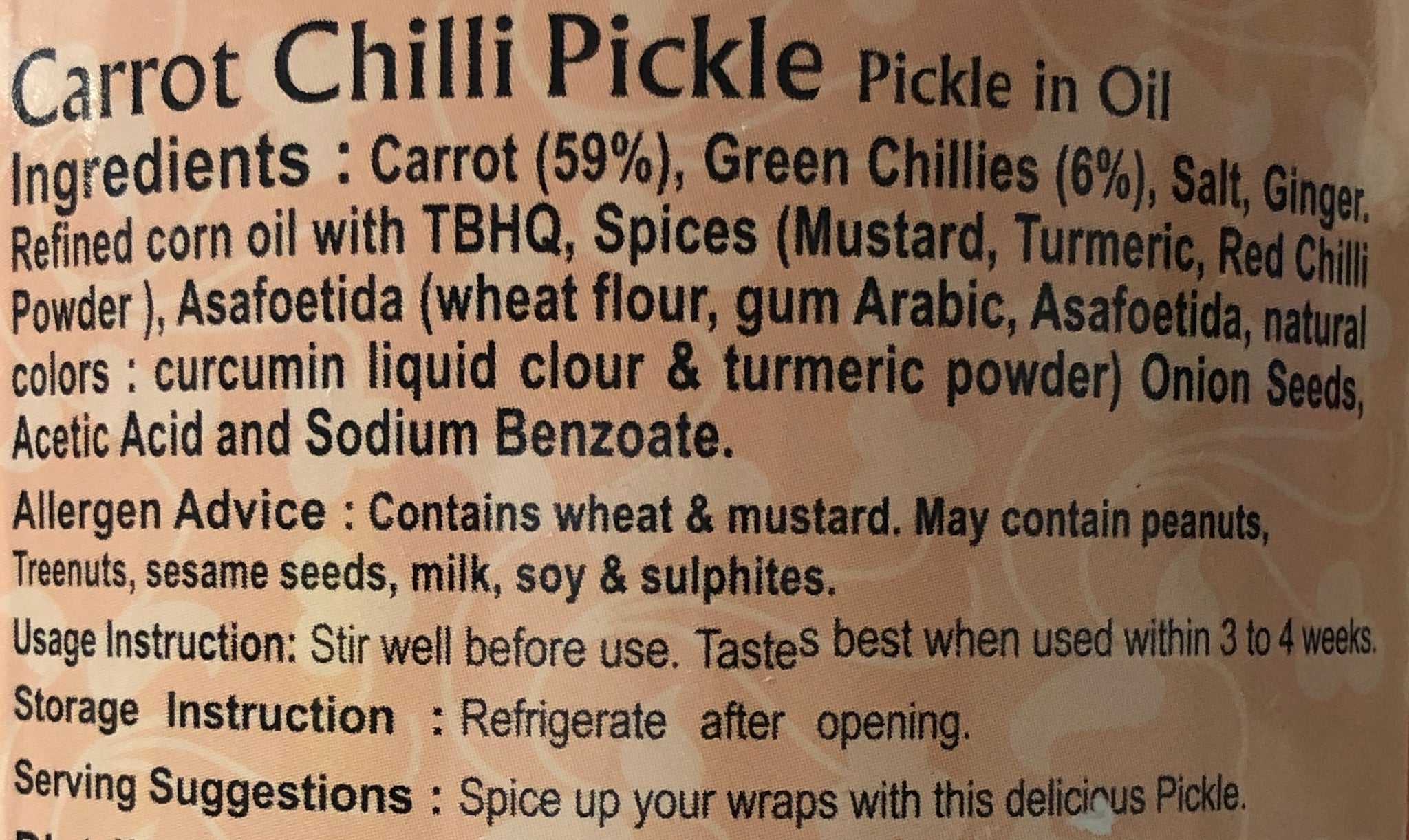 Carrot Chilli Pickle in Oil