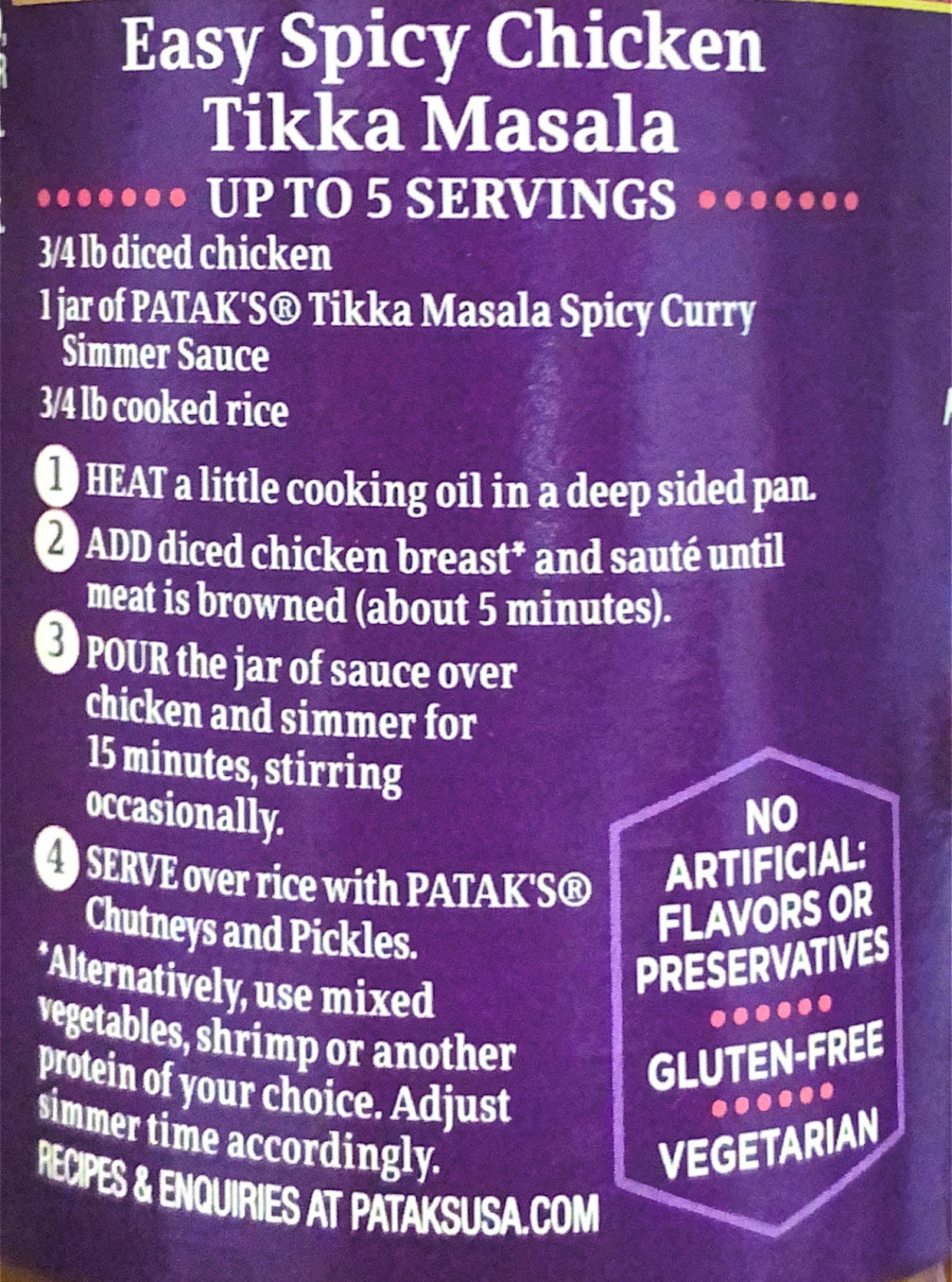 Tikka Masala Spicy Curry Simmer Sauce