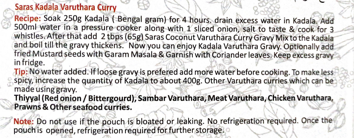 Sterilized Coconut Varuthara Curry Gravy Mix